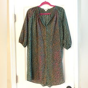 Multi spotted button dress sz L